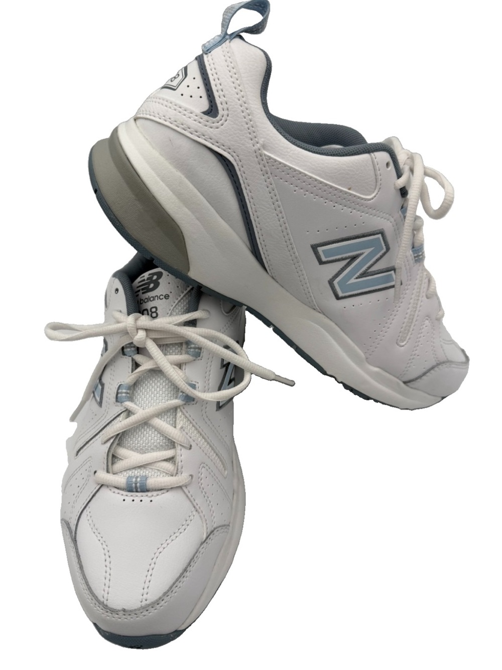 New Balance 608v5 Training Shoe Women Size 9 D Men 7.5 Wide White Blue WX608WB5